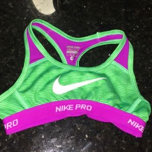 Green and purple Nike pro sports bra!